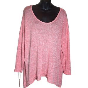 Torrid oversized knit coral/white open twist back 1/1x 3/4 sleeve